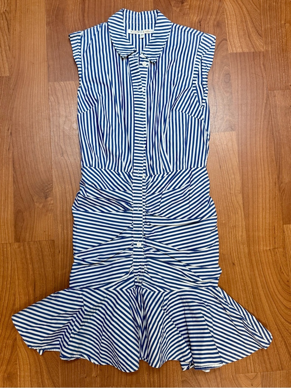 Veronica Beard Blue and White Dress - Sleeveless Button-Front